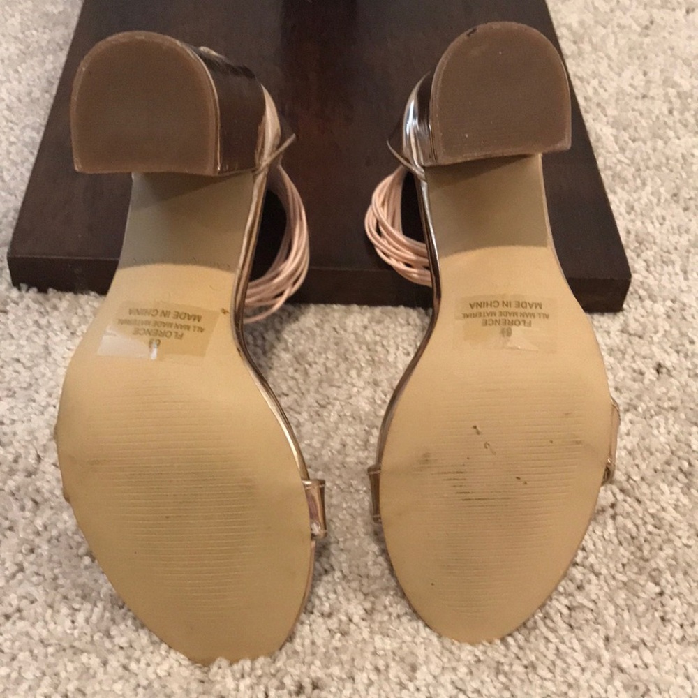 Final Price- CATHERINE MALANDRINO Metallic Rose Gold Ankle-Strap Heels - Picture 9 of 16